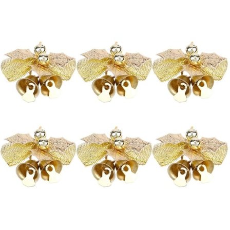 6 stk. julesløjfer med klokker Mini sløjfe dekorationer Håndværk Gave sløjfer ferie