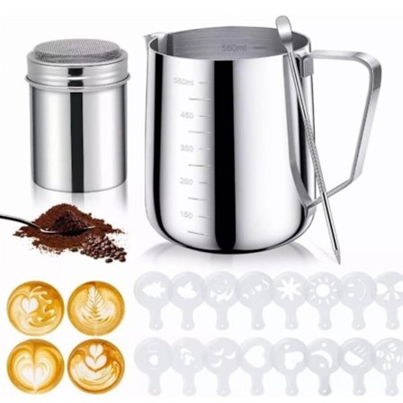 600 ml/20 oz mælkeskummer i rustfrit stål, velegnet til latte art og cappuccino.