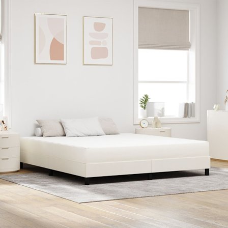 Sängmadrass med madrass Kräm 180 x 200 cm tyg