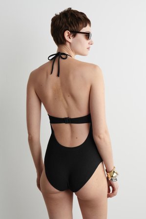 COS Femme Maillot De Bain Côtelé Encolure Licou Et Armatures in Noir
