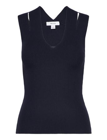 Nina Vests Knitted Vests Marineblå Reiss*Betinget Tilbud