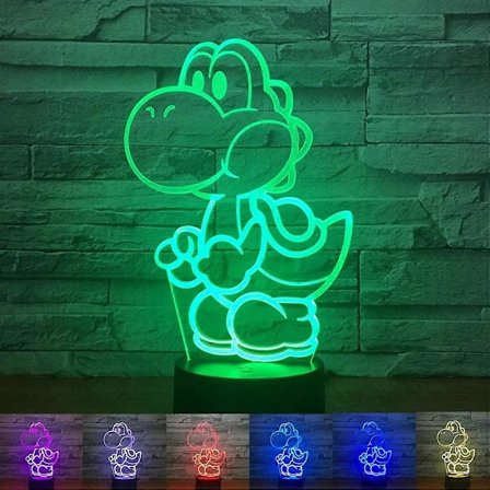 Yoshi 3D Nattlampe, 16 Farger RGB Touch Fjernkontroll Yoshi Lys Barnerom Dekor Bordlampe for Julebelysning Gave