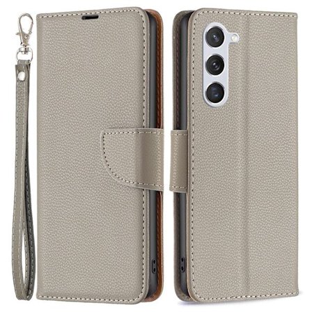 SKALO Samsung S24 Litchi Flip Cover - Grå