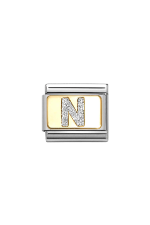 GLITTER LETTERS 18k Gold & Enamel N