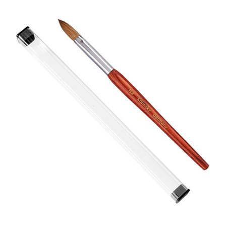 CDQ Kolinsky Akryl Nail Art Pensel Röd Trä Penna Nagelborste för