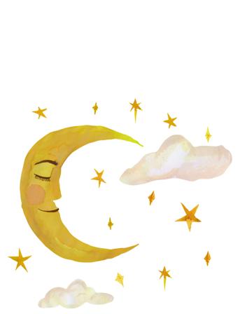 Moon Home Kids Decor Wall Stickers Nature Gul That's Mine*Betinget Tilbud