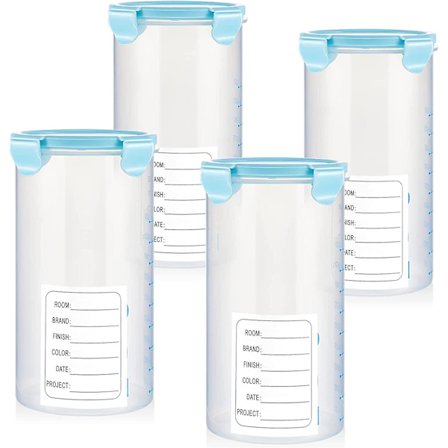 4 st plastfärgbehållare med lock 50 oz för överbliven färgkopp lufttäta burkar