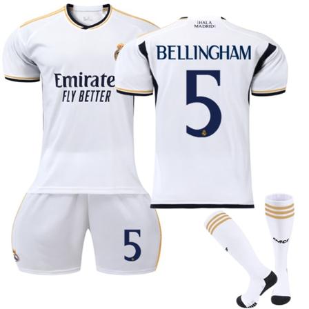 2023-2024 Real Madrid Hjemmefotballtrøye for barn nr 5 Bellingham 24 24