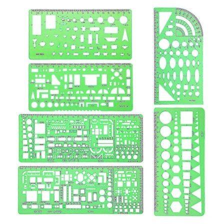 6 stk Arkitekt Multifunksjonell Tegnemal Sett Husplan Interiør og Møbeltegning