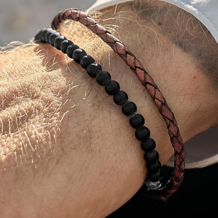 Bracciale William 925 marrone e nero per uomini - Bracciali con pietre