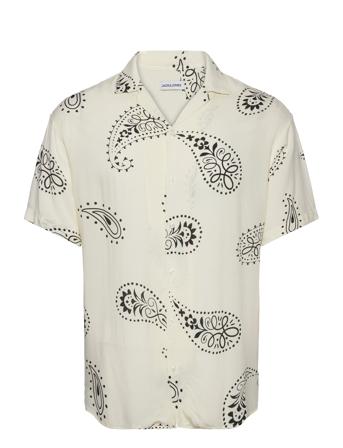 Jjjeff Abstract Print Resort Shirt Ss Tops Shirts Short-sleeved White Jack & J S