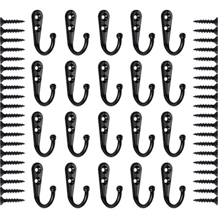 20 kappaletta vintage-koukkuja, vaatekoukku, vintage-seinälle kiinnitettävä vaatekoukku