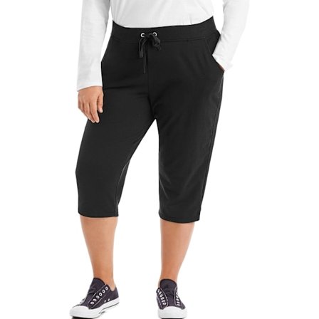 Kvinnors Plus-Size French Terry Capri med fickor