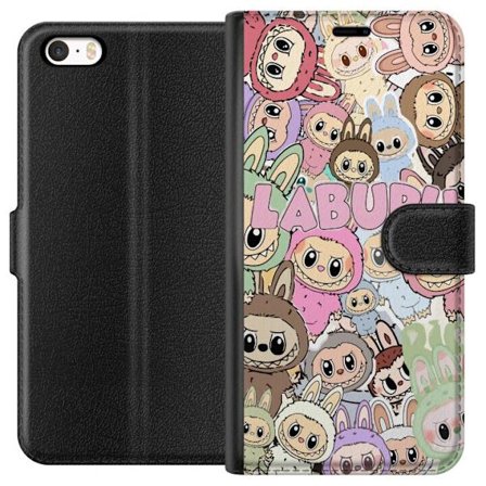 Yhteensopiva Lompakkokotelo Apple iPhone 5s Ruusunpunainen kawaii-kompositio, jossa on söpöjä piirrettyjä hahmoja ja pehmeitä muotoja