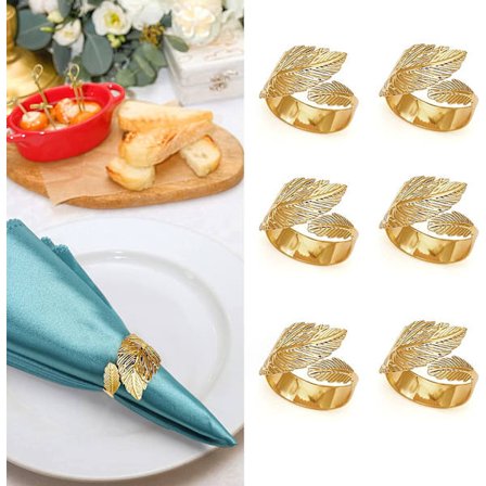 6 stk. servietringe, metalservietringe, servietspændesholder, bord