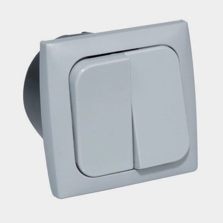 Brytare dubbel 220 V för inbyggnad komplett grå i hållbar plast för väggmontering och elinstallation i hemmet