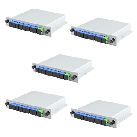 5x Fiberoptisk PLC Splitter 1 X 8 Indsætning Udendørs Elektrisk Splitter / Lgx / Kassettetype Sc/