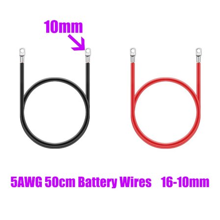 2 stk. 12V Batteri Jordkabel 5AWG Batteriforbindelseskabel Terminal Kit Kobbertråd Terminalkabel Bil Inverter Kabel Med Øsken