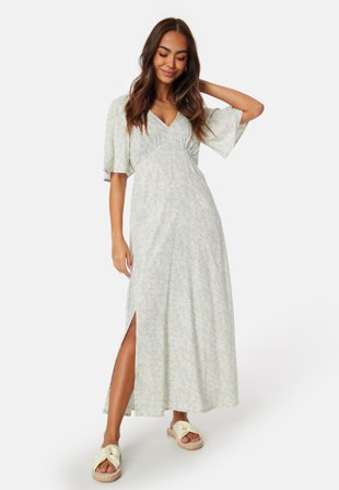 Happy Holly V-neck Slit Viscose Dress Klær