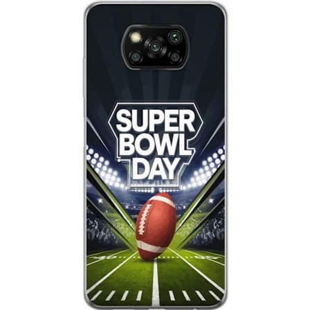 Yhteensopiva Puhelinkuori Xiaomi Poco X3 NFC Super Bowl Day juliste, jossa amerikkalainen jalkapallo valaistuksella varustetulla areenalla dramaattise