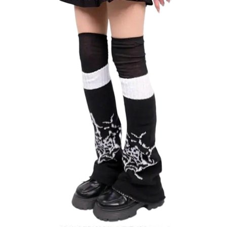 Strikkede Lange Leggvarmere Utsvingte Leggvarmere med Lårhøye Sokker for