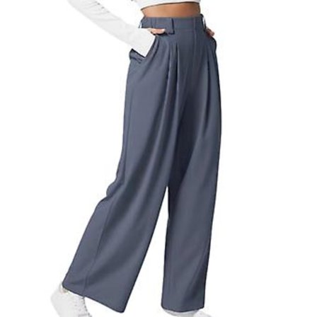 Naisten korkeavyötäröiset leveät housut Pehmeät kevyet verkkahousut ostoskäynneille ja treffeille (XL Tummanharmaa)