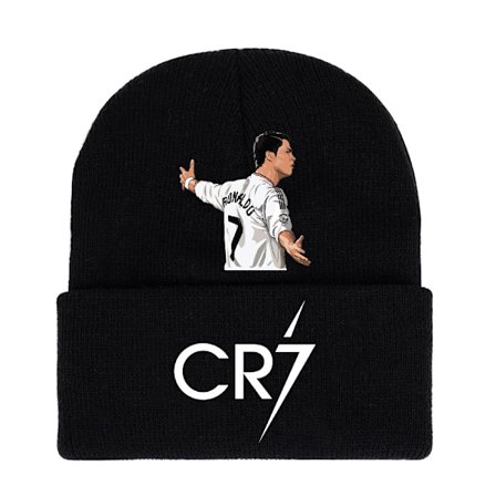 Jud- Fotball Ronaldo CR7 trykt strikket svart lue 3