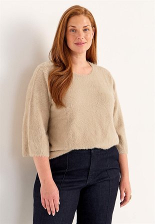 Cellbes of Sweden - Strikket trøje med 3/4 ærmer i beige til damer i størrelse 42/44