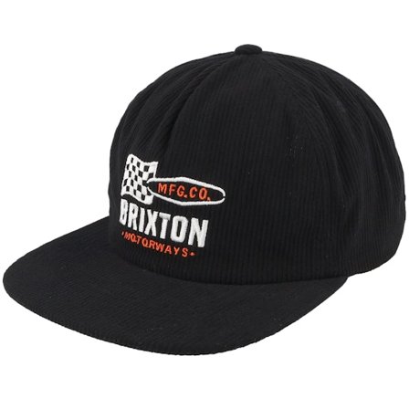 Brixton - Black snapback Czapka Z Daszkiem - Motorways Black Corduroy Snapback @ Hatstore