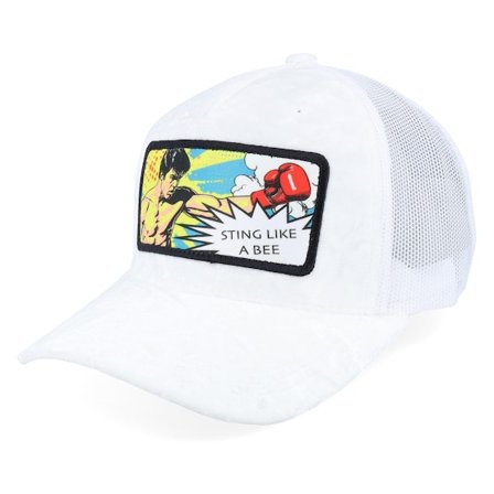 Calza Pennello - Blanc trucker Casquette - Sting Like A Bee Pop Art Velvet White A-Frame Trucker @ Hatstore