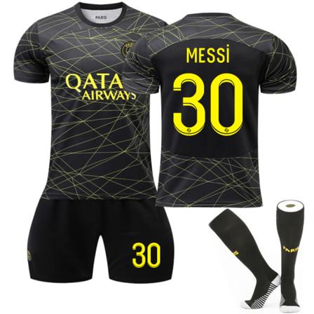 Paris 22/23 Fodboldsæt Fodboldtrøje til Børn Udebanetræningsdragt Kids 26(140-150CM) Voksen Børn Messi 30 2XL