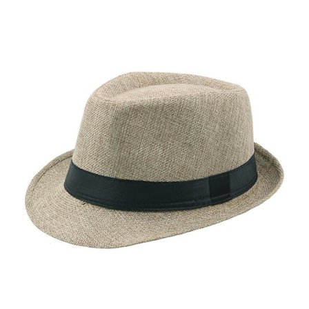 Herre Ensfarvet Bredskygget Fedora Filt Hat Panama Hat Bådmand Sommer Strand Sol Lys Khaki