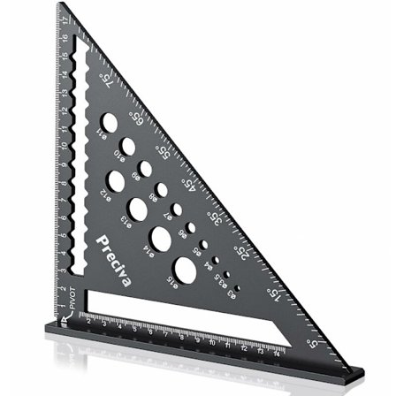 Tommer Tømrer Vinkel, Aluminium Legering Vinkel Layout Værktøj, Metrisk Skala, med Bor Mål Huller, Støtte Tegn Vinkel, Linje, Cirkel KLB