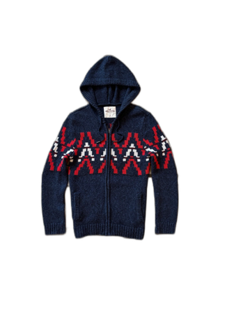 Stickad blå zip hoodie från hollister