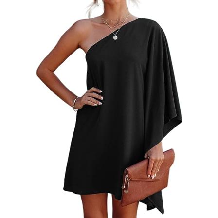 Kvinners Sexy One Shoulder Casual Solid Color Club Party Mini Shor