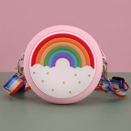 Söpö sateenkaari olkalaukku tytöille, pikkulapsille, crossbody-laukku