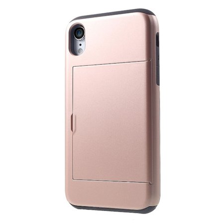 IPhone XR case with a card holder - Rose gold-colored