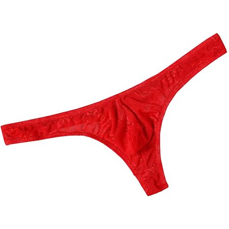 2025 Siste Modell Herre Blondetruse Undertøy Sexy Lav Rise Bulge Pouch Truser Rød Small