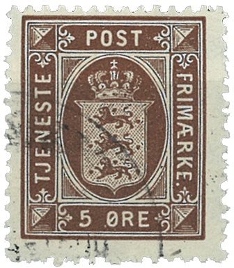 Danmark - Tjenestemærke 5 øre brun stemplet