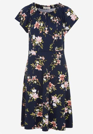 Cellbes of Sweden - Blommönstrad trikåklänning - marin / blommig - för damer - 42/44