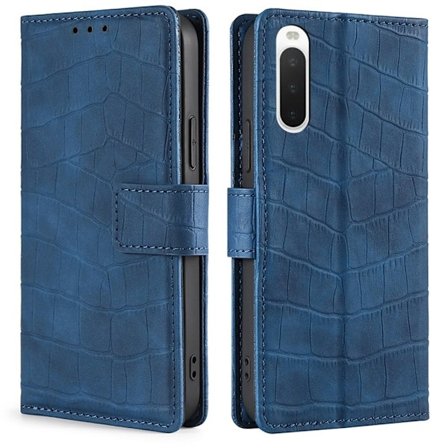 Krokotiili kuvioitu nahkakotelo Sony Xperia 10 IV - Sininen