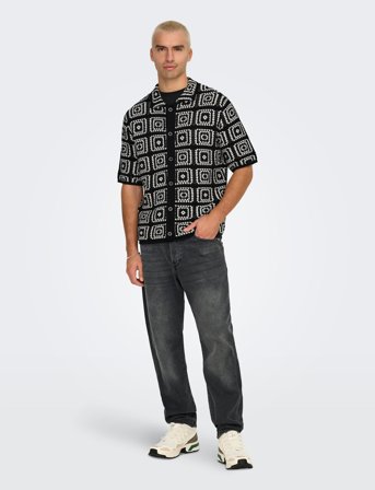 ONLY & SONS Onsbart Rlx 5 Ss Shirt Knit Noos - Black - M