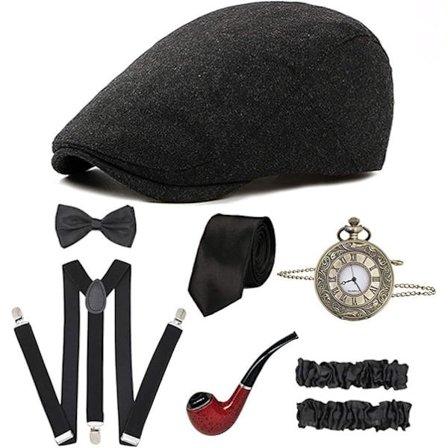 1920'er Herre Great Gatsby Tilbehør Sæt Brølende 20'ere 30'ere Retro Gangster Kostume