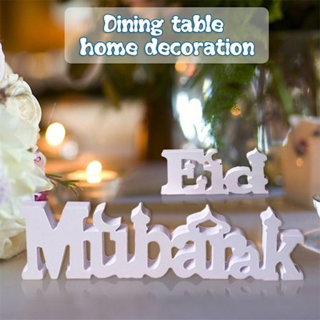 Eid Mubarak bokstäver skylt vit PVC hängsmycke Party Matbordsdekorationer