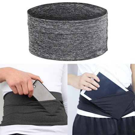 En del (peppargrå, storlek XL) Unisex Reseplånbälte, Löparbälte, Magväska och Midjeväska, 3 Stora Säkerhetsfickor, Kan hålla en 10-tums surfplatta、Pho