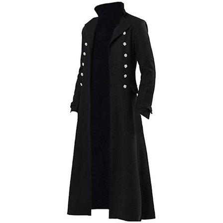 2021 vintage medeltida kostymer Steampunk Gothic svart långjacka kappa Vampire Cosplay Pirate Halloween Outfit Trenchcoat för män V