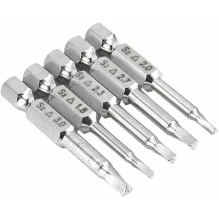 Pieces S2 Terästä Kolmion Muotoinen Magneettinen Bittisetti 1.8mm, 2mm, 2.3mm, 2.7mm, 3mm Kuusiokolovarsi, 50mm Pituus