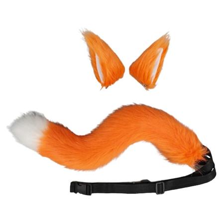 Plushdjur Räv Öron Hårklämma Svans Dräkt Lolita Cosplay Anime Furry Huvudbonad