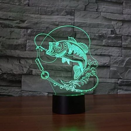 3D fisklampa nattlampa touch bord optisk illusion L