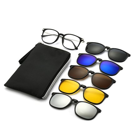 Polarisoidut aurinkolasit 5-in-1 Clip-on Pyöräilylaseja Värikkäät aurinkolasit Miehet ja Naiset Myopia Kehys